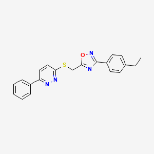 B2573941 3-(4-Ethylphenyl)-5-(((6-phenylpyridazin-3-yl)thio)methyl)-1,2,4-oxadiazole CAS No. 1111316-41-6