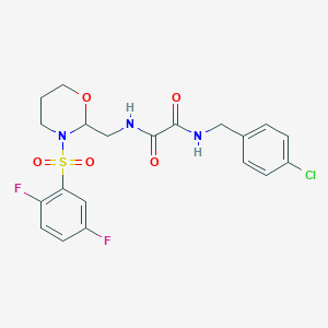 molecular formula C20H20ClF2N3O5S B2573994 N'-[(4-chlorophenyl)methyl]-N-{[3-(2,5-difluorobenzenesulfonyl)-1,3-oxazinan-2-yl]methyl}ethanediamide CAS No. 872976-49-3