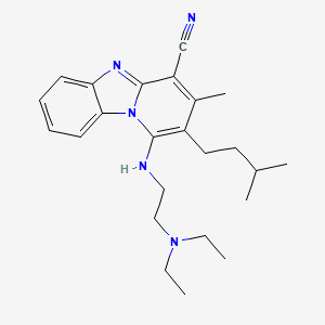molecular formula C24H33N5 B2574027 1-{[2-(Diethylamino)ethyl]amino}-3-methyl-2-(3-methylbutyl)pyrido[1,2-a]benzimidazole-4-carbonitrile CAS No. 442572-94-3