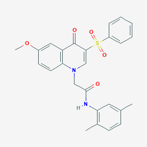 B2574032 2-[3-(benzenesulfonyl)-6-methoxy-4-oxo-1,4-dihydroquinolin-1-yl]-N-(2,5-dimethylphenyl)acetamide CAS No. 872199-57-0