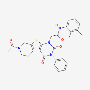 molecular formula C27H26N4O4S B2574067 2-(11-acetyl-3,5-dioxo-4-phenyl-8-thia-4,6,11-triazatricyclo[7.4.0.02,7]trideca-1(9),2(7)-dien-6-yl)-N-(2,3-dimethylphenyl)acetamide CAS No. 887225-03-8