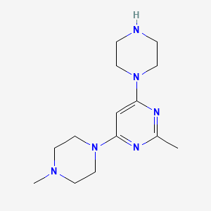 molecular formula C14H24N6 B2574111 2-Methyl-4-(4-methylpiperazin-1-yl)-6-(piperazin-1-yl)pyrimidine CAS No. 1706457-43-3