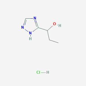 molecular formula C5H10ClN3O B2574112 1-(4H-1,2,4-Triazol-3-yl)propan-1-ol hydrochloride CAS No. 2225147-54-4