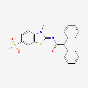 molecular formula C23H20N2O3S2 B2574121 N-[(2Z)-6-methanesulfonyl-3-methyl-2,3-dihydro-1,3-benzothiazol-2-ylidene]-2,2-diphenylacetamide CAS No. 683247-58-7
