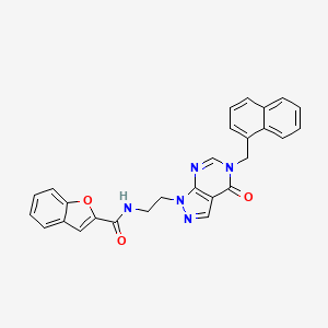 molecular formula C27H21N5O3 B2574122 N-(2-(5-(naphthalen-1-ylmethyl)-4-oxo-4,5-dihydro-1H-pyrazolo[3,4-d]pyrimidin-1-yl)ethyl)benzofuran-2-carboxamide CAS No. 922098-88-2