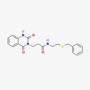 molecular formula C20H21N3O3S B2574133 N-[2-(benzylsulfanyl)ethyl]-3-(2,4-dioxo-1,2,3,4-tetrahydroquinazolin-3-yl)propanamide CAS No. 896359-31-2