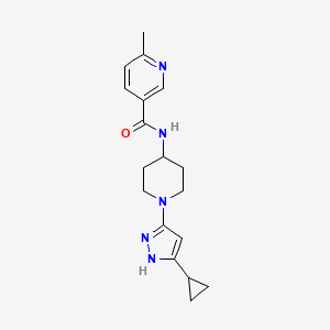 molecular formula C18H23N5O B2574176 N-[1-(5-cyclopropyl-1H-pyrazol-3-yl)piperidin-4-yl]-6-methylpyridine-3-carboxamide CAS No. 2034201-13-1