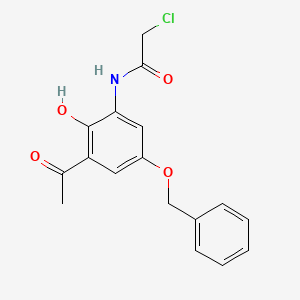 molecular formula C17H16ClNO4 B2574181 N-(3-Acetyl-5-(benzyloxy)-2-hydroxyphenyl)-2-chloroacetamide CAS No. 1799412-36-4
