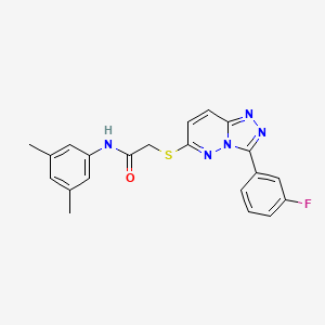 molecular formula C21H18FN5OS B2574217 N-(3,5-dimethylphenyl)-2-((3-(3-fluorophenyl)-[1,2,4]triazolo[4,3-b]pyridazin-6-yl)thio)acetamide CAS No. 852374-60-8