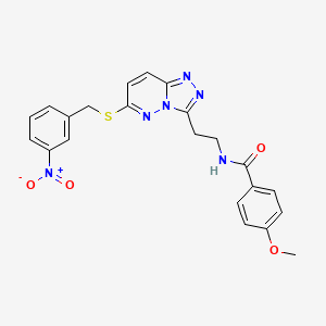 molecular formula C22H20N6O4S B2574218 4-methoxy-N-(2-(6-((3-nitrobenzyl)thio)-[1,2,4]triazolo[4,3-b]pyridazin-3-yl)ethyl)benzamide CAS No. 872996-29-7