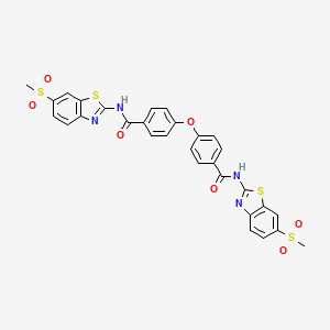 molecular formula C30H22N4O7S4 B2574229 N-(6-methanesulfonyl-1,3-benzothiazol-2-yl)-4-{4-[(6-methanesulfonyl-1,3-benzothiazol-2-yl)carbamoyl]phenoxy}benzamide CAS No. 392251-36-4