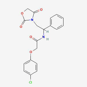 2-(4-chlorophenoxy)-N-(2-(2,4-dioxooxazolidin-3-yl)-1-phenylethyl)acetamide