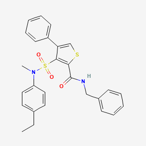 molecular formula C27H26N2O3S2 B2574235 N-BENZYL-3-[(4-ETHYLPHENYL)(METHYL)SULFAMOYL]-4-PHENYLTHIOPHENE-2-CARBOXAMIDE CAS No. 1114853-59-6