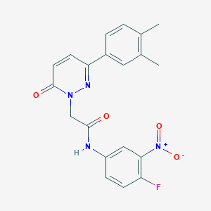 molecular formula C20H17FN4O4 B2574236 2-[3-(3,4-dimethylphenyl)-6-oxo-1,6-dihydropyridazin-1-yl]-N-(4-fluoro-3-nitrophenyl)acetamide CAS No. 941930-67-2