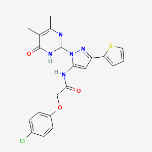 2-(4-chlorophenoxy)-N-(1-(4,5-dimethyl-6-oxo-1,6-dihydropyrimidin-2-yl)-3-(thiophen-2-yl)-1H-pyrazol-5-yl)acetamide
