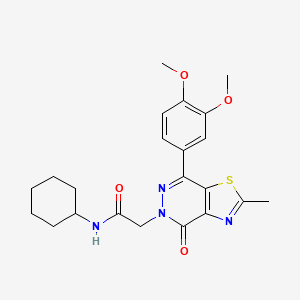 molecular formula C22H26N4O4S B2574247 N-cyclohexyl-2-(7-(3,4-dimethoxyphenyl)-2-methyl-4-oxothiazolo[4,5-d]pyridazin-5(4H)-yl)acetamide CAS No. 941949-81-1