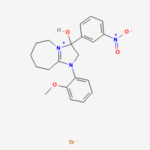 3-hydroxy-1-(2-methoxyphenyl)-3-(3-nitrophenyl)-3,5,6,7,8,9-hexahydro-2H-imidazo[1,2-a]azepin-1-ium bromide