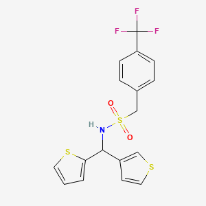 N-(thiophen-2-yl(thiophen-3-yl)methyl)-1-(4-(trifluoromethyl)phenyl)methanesulfonamide