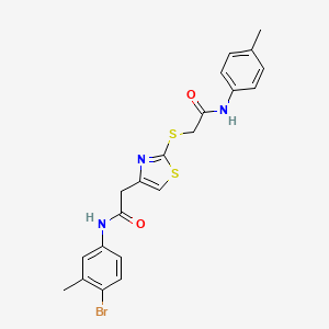 molecular formula C21H20BrN3O2S2 B2574260 N-(4-bromo-3-methylphenyl)-2-(2-((2-oxo-2-(p-tolylamino)ethyl)thio)thiazol-4-yl)acetamide CAS No. 941874-90-4