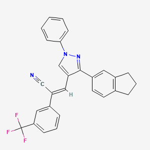 (Z)-3-[3-(2,3-dihydro-1H-inden-5-yl)-1-phenylpyrazol-4-yl]-2-[3-(trifluoromethyl)phenyl]prop-2-enenitrile