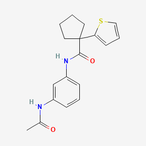 N-(3-acetamidophenyl)-1-(thiophen-2-yl)cyclopentanecarboxamide