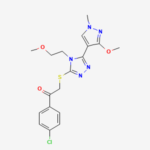 1-(4-chlorophenyl)-2-((5-(3-methoxy-1-methyl-1H-pyrazol-4-yl)-4-(2-methoxyethyl)-4H-1,2,4-triazol-3-yl)thio)ethanone