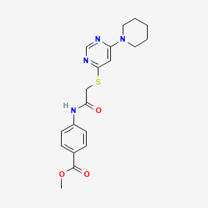 molecular formula C19H22N4O3S B2574278 Methyl 4-(2-((6-(piperidin-1-yl)pyrimidin-4-yl)thio)acetamido)benzoate CAS No. 1203365-59-6