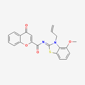 molecular formula C21H16N2O4S B2574297 N-[(2Z)-4-methoxy-3-(prop-2-en-1-yl)-2,3-dihydro-1,3-benzothiazol-2-ylidene]-4-oxo-4H-chromene-2-carboxamide CAS No. 868376-40-3