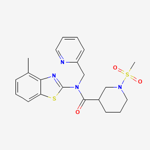 molecular formula C21H24N4O3S2 B2574300 N-(4-methylbenzo[d]thiazol-2-yl)-1-(methylsulfonyl)-N-(pyridin-2-ylmethyl)piperidine-3-carboxamide CAS No. 1060215-59-9