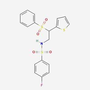 4-fluoro-N-[2-(phenylsulfonyl)-2-(2-thienyl)ethyl]benzenesulfonamide