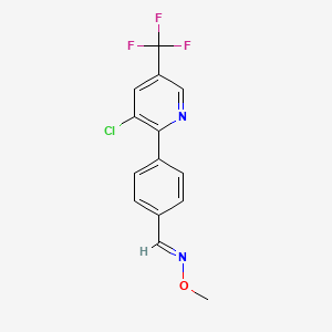 molecular formula C14H10ClF3N2O B2574313 (E)-({4-[3-chloro-5-(trifluoromethyl)pyridin-2-yl]phenyl}methylidene)(methoxy)amine CAS No. 1092343-90-2