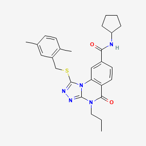 N-cyclopentyl-1-[(2,5-dimethylbenzyl)thio]-5-oxo-4-propyl-4,5-dihydro[1,2,4]triazolo[4,3-a]quinazoline-8-carboxamide