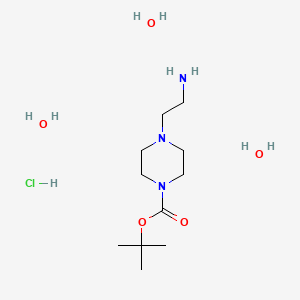 molecular formula C11H30ClN3O5 B2574394 Tert-butyl 4-(2-aminoethyl)-1-piperazinecarboxylate hydrochloride trihydrate CAS No. 2368828-69-5