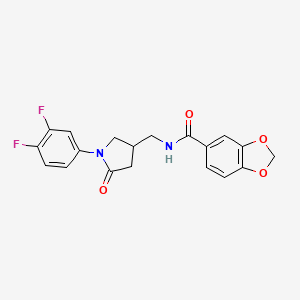 molecular formula C19H16F2N2O4 B2574446 N-{[1-(3,4-difluorophenyl)-5-oxopyrrolidin-3-yl]methyl}-2H-1,3-benzodioxole-5-carboxamide CAS No. 2415469-49-5