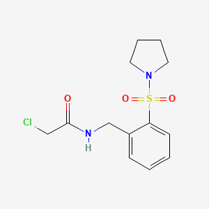 2-Chloro-N-[(2-pyrrolidin-1-ylsulfonylphenyl)methyl]acetamide