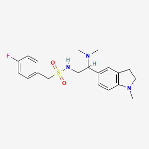 B2574449 N-(2-(dimethylamino)-2-(1-methylindolin-5-yl)ethyl)-1-(4-fluorophenyl)methanesulfonamide CAS No. 953989-77-0