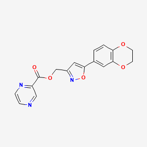 (5-(2,3-Dihydrobenzo[b][1,4]dioxin-6-yl)isoxazol-3-yl)methyl pyrazine-2-carboxylate