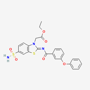 Ethyl 2-[2-(3-phenoxybenzoyl)imino-6-sulfamoyl-1,3-benzothiazol-3-yl]acetate