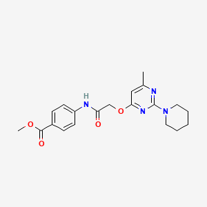 molecular formula C20H24N4O4 B2574459 Methyl 4-(2-{[6-methyl-2-(piperidin-1-YL)pyrimidin-4-YL]oxy}acetamido)benzoate CAS No. 1029748-26-2
