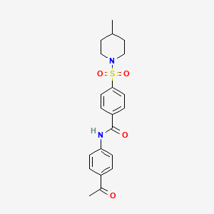 molecular formula C21H24N2O4S B2574474 N-(4-acetylphenyl)-4-((4-methylpiperidin-1-yl)sulfonyl)benzamide CAS No. 683763-29-3