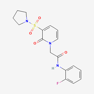 molecular formula C17H18FN3O4S B2574563 N-(2-fluorophenyl)-2-[2-oxo-3-(pyrrolidine-1-sulfonyl)-1,2-dihydropyridin-1-yl]acetamide CAS No. 1251704-39-8