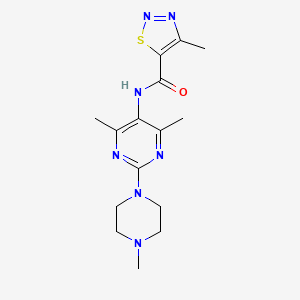 molecular formula C15H21N7OS B2574565 N-(4,6-dimethyl-2-(4-methylpiperazin-1-yl)pyrimidin-5-yl)-4-methyl-1,2,3-thiadiazole-5-carboxamide CAS No. 1448079-00-2