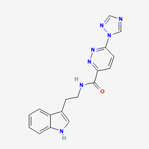 molecular formula C17H15N7O B2574594 N-(2-(1H-indol-3-yl)ethyl)-6-(1H-1,2,4-triazol-1-yl)pyridazine-3-carboxamide CAS No. 1448066-63-4