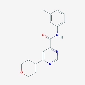 molecular formula C17H19N3O2 B2574609 N-(3-Methylphenyl)-6-(oxan-4-yl)pyrimidine-4-carboxamide CAS No. 2415603-61-9