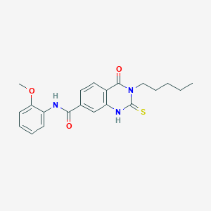 molecular formula C21H23N3O3S B2574644 N-(2-methoxyphenyl)-4-oxo-3-pentyl-2-sulfanylidene-1,2,3,4-tetrahydroquinazoline-7-carboxamide CAS No. 309940-44-1