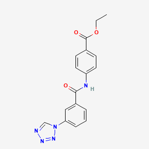 molecular formula C17H15N5O3 B2574670 ethyl 4-[3-(1H-1,2,3,4-tetrazol-1-yl)benzamido]benzoate CAS No. 484039-70-5