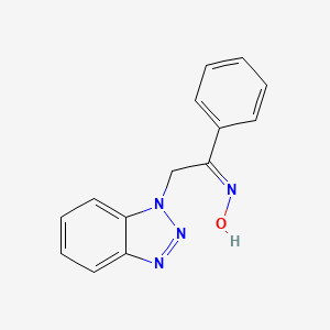 molecular formula C14H12N4O B2574673 N-[2-(1H-1,2,3-Benzotriazol-1-yl)-1-phenylethylidene]hydroxylamine CAS No. 147861-18-5