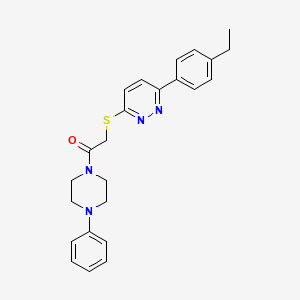 molecular formula C24H26N4OS B2574684 2-[6-(4-Ethylphenyl)pyridazin-3-yl]sulfanyl-1-(4-phenylpiperazin-1-yl)ethanone CAS No. 896045-97-9
