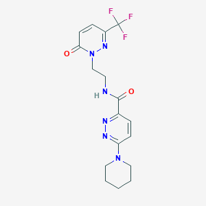 molecular formula C17H19F3N6O2 B2574701 N-{2-[6-oxo-3-(trifluoromethyl)-1,6-dihydropyridazin-1-yl]ethyl}-6-(piperidin-1-yl)pyridazine-3-carboxamide CAS No. 2415490-60-5