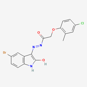 molecular formula C17H13BrClN3O3 B2574702 N'-[(3E)-5-bromo-2-oxo-2,3-dihydro-1H-indol-3-ylidene]-2-(4-chloro-2-methylphenoxy)acetohydrazide CAS No. 305346-76-3